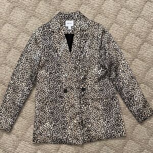 Nine West Leopard Print Double-Breasted Blazer in Tan and Black